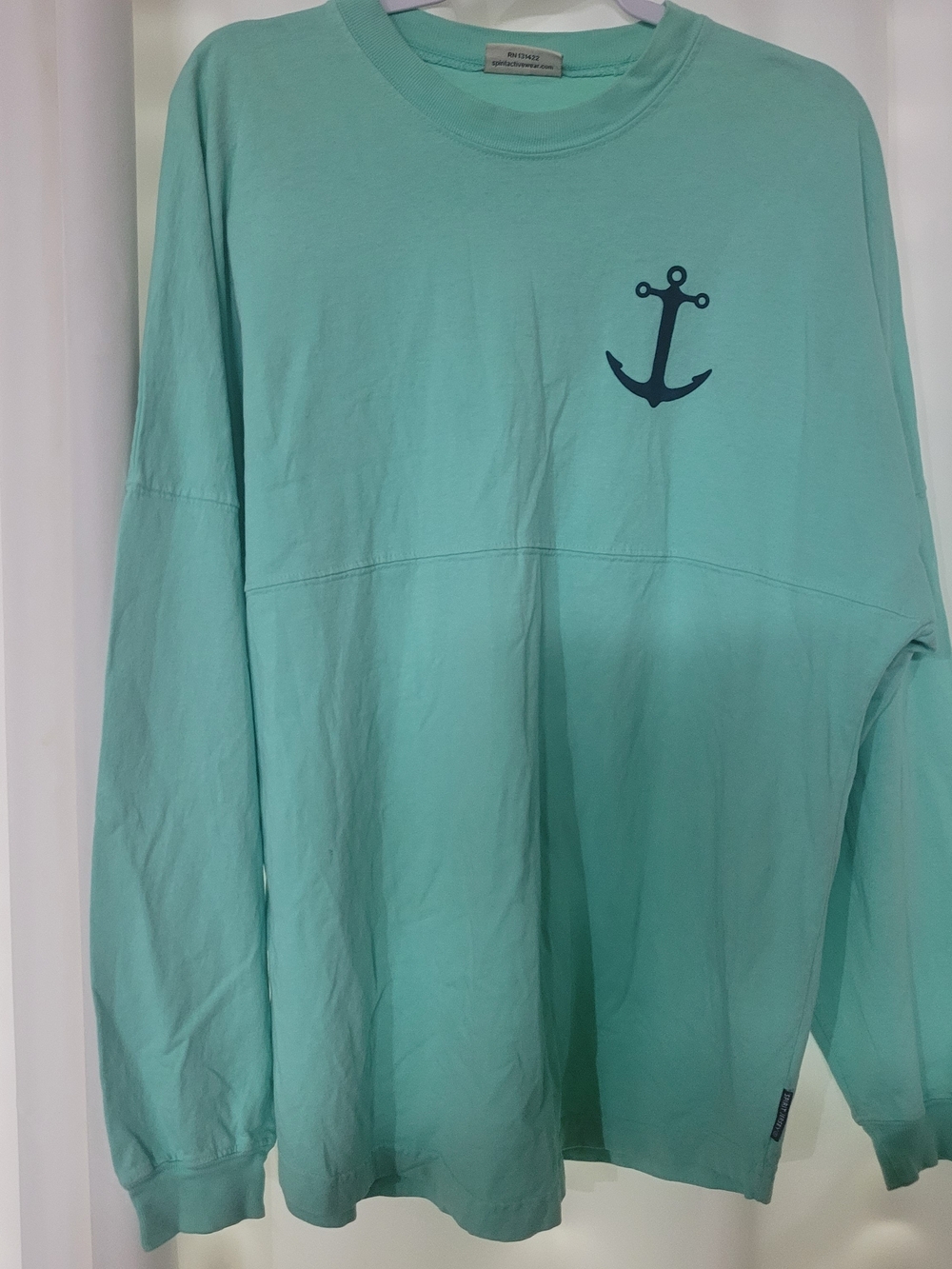 Spirit Mint Green Long Sleeve Tee with Navy Anchor